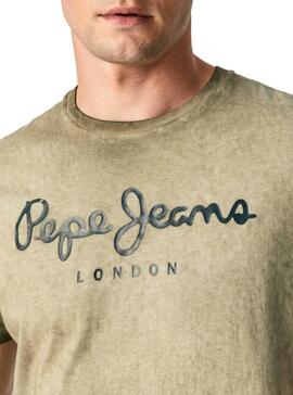 T-Shirt Pepe Jeans West Sir Vert pour Homme