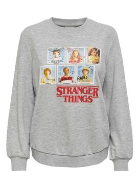 Sweat Only Stranger Things Gris pour Femme