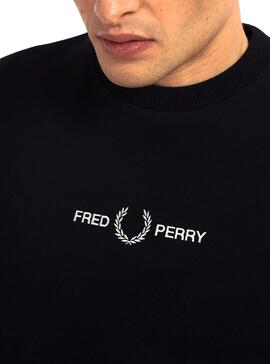 Sweat Fred Perry Bordada Noire Pour Homme