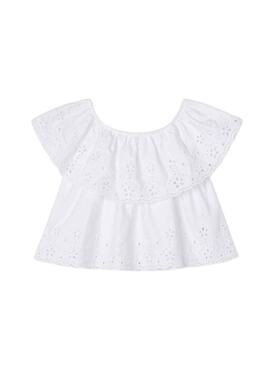 Chemisier Mayoral Brodé Knitted Blanc pour Fille