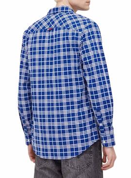 Chemise Tommy Jeans Small Check Bleu pour Homme