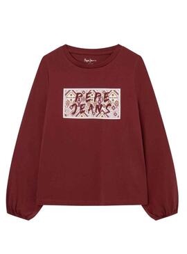 T-Shirt Pepe Jeans Saula Bordeaux pour Fille