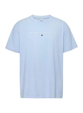T-Shirt Tommy Jeans Linear Blanc Bleu Homme