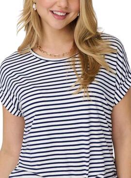 Camiseta Only Moster Stripe Blanco Para Mujer = T-shirt Only Moster Stripe Blanc Pour Femme