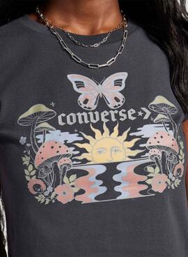 Camiseta Converse Blooming Skate Gris Pour Femme