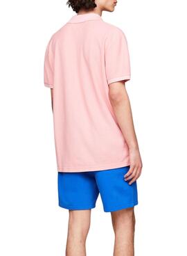 Polo Tommy Jeans Reg Badge Rose Pour Homme