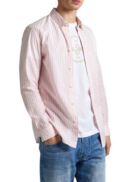 Chemise Pepe Jeans Pigdon à rayures roses pour homme