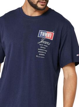 T-Shirt Tommy Jeans Relaxed Bleu Marine pour Homme