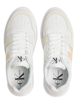 Chaussures Calvin Klein en cuir avec plateforme blanc.