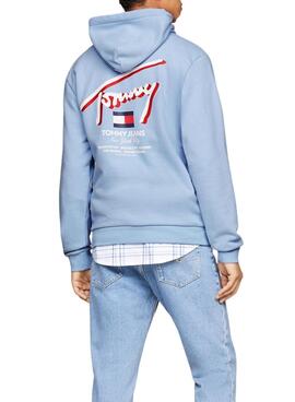 Pull à capuche Tommy Jeans 3D Street Bleu pour Homme