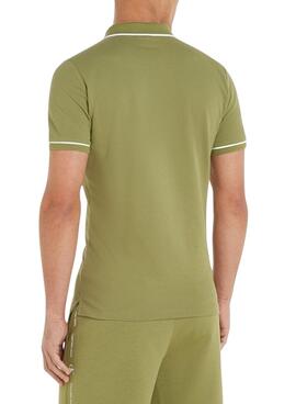 Camisa polo Calvin Klein Tipping verte pour homme