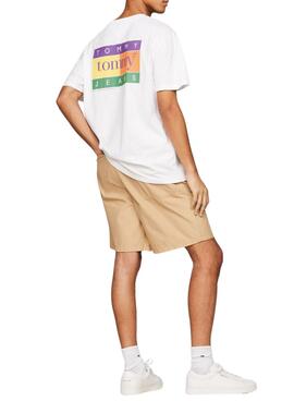 Maillot Tommy Jeans Summer Flag Blanc pour Homme