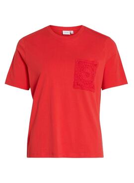 T-shirt Vila Sybil Crochet Rouge Pour Femme