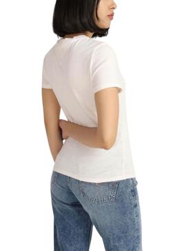 T-shirt Tommy Jeans Flower Slim Blanc pour Femme