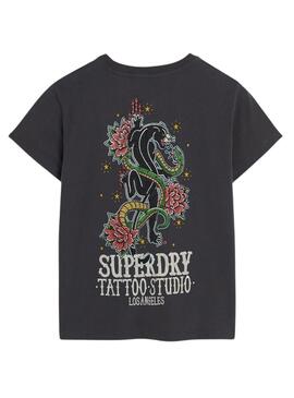 T-shirt Superdry Tattoo Anthracite pour femme