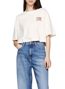 T-shirt Tommy Jeans Oversize Été Blanc Pour Femme
