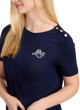 Camiseta Naf Naf Love Bleu Marin Pour Femme