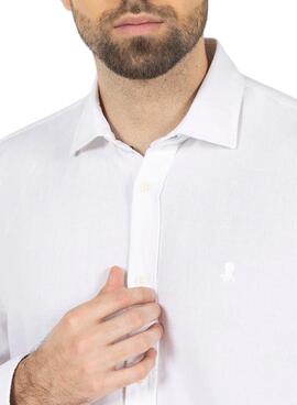 Chemise El Pulpo en lin blanc à logo pour homme