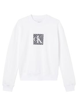 Sweat Calvin Klein Hologram Logo Blanc Femme