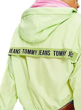 Veste Tommy Jeans Yoke Tape Vert pour Femme
