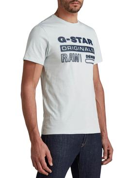 T-Shirt G-Star Originale Bleu Claro pour Homme