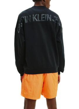 Sweat Calvin Klein Sliced Noir pour Homme