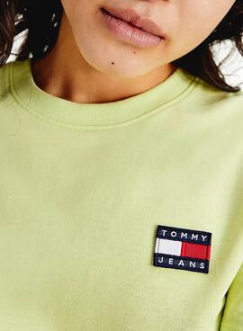 T-Shirt Tommy Jeans Badge Vert pour Femme