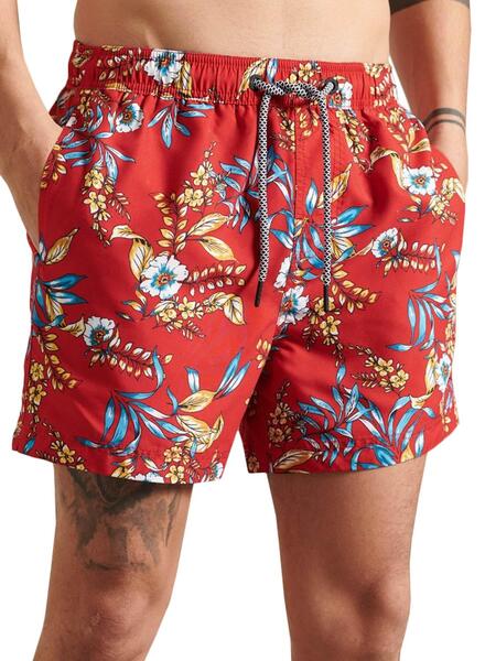 Slip de bain Superdry Super Beach Volley Rouge Homme