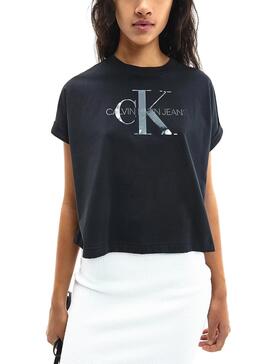 T-Shirt Calvin Klein Tonal Monogram Noire 