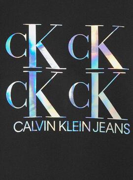 Sweat Logo Calvin Klein Shine Noire pour Femme