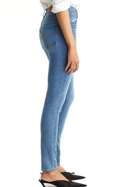 Pantalon Levis 712 High Rise Skinny Bleu Femme