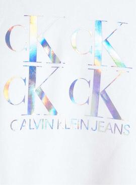 Sweat Logo Calvin Klein Shine Blanc pour Femme