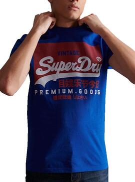 T-Shirt Superdry Vintage Organic Bleu pour Homme