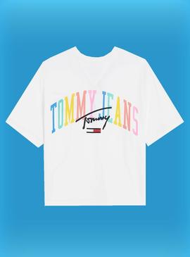 T-Shirt Tommy Jeans Pastel Logo Blanc pour Femme