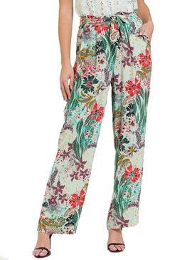 Pantalon Naf Naf Palazzo Vert pour Femme