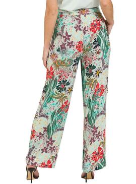 Pantalon Naf Naf Palazzo Vert pour Femme