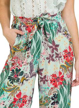 Pantalon Naf Naf Palazzo Vert pour Femme