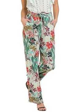 Pantalon Naf Naf Palazzo Vert pour Femme