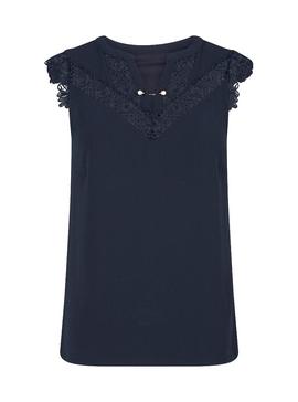 T-Shirt Naf Naf Embroidery  Bleu marine pour Femme
