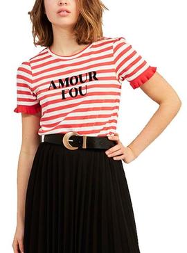 T-Shirt Naf Naf Amour Fou Rouge pour Femme