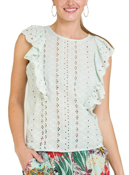 Chemisier Naf Naf Volantss Cut Vert Femme