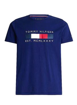 T-Shirt Tommy Hilfiger Logo Box Bleu pour Homme