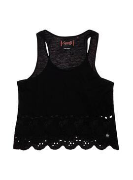 T-Shirt Superdry Broiderie Noir pour Femme