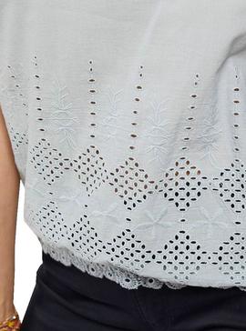 T-Shirt Naf Naf Crochet Bleu pour Femme