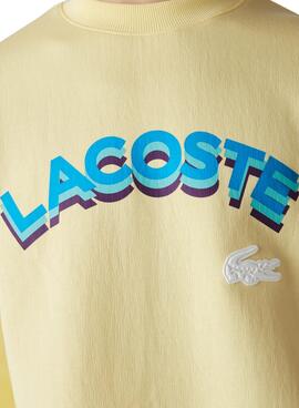 Sweat Lacoste Live Logo Jaune Homme Femme