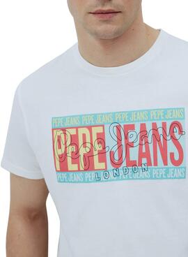 T-Shirt Pepe Jeans Mark Blanc pour Homme