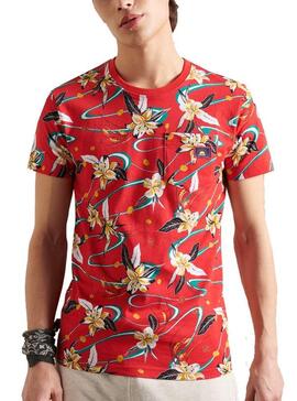 T-Shirt Superdry Aop Pocket Rouge pour Homme