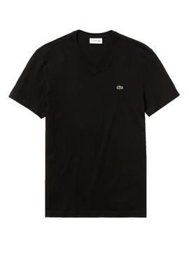 T-Shirt Femmes Lacoste Black Peak Collar