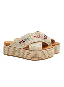 Sandales Tommy Jeans Rainbow Beige pour Femme