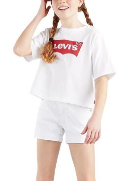 Short Levis Girlfriend Blanc pour Fille